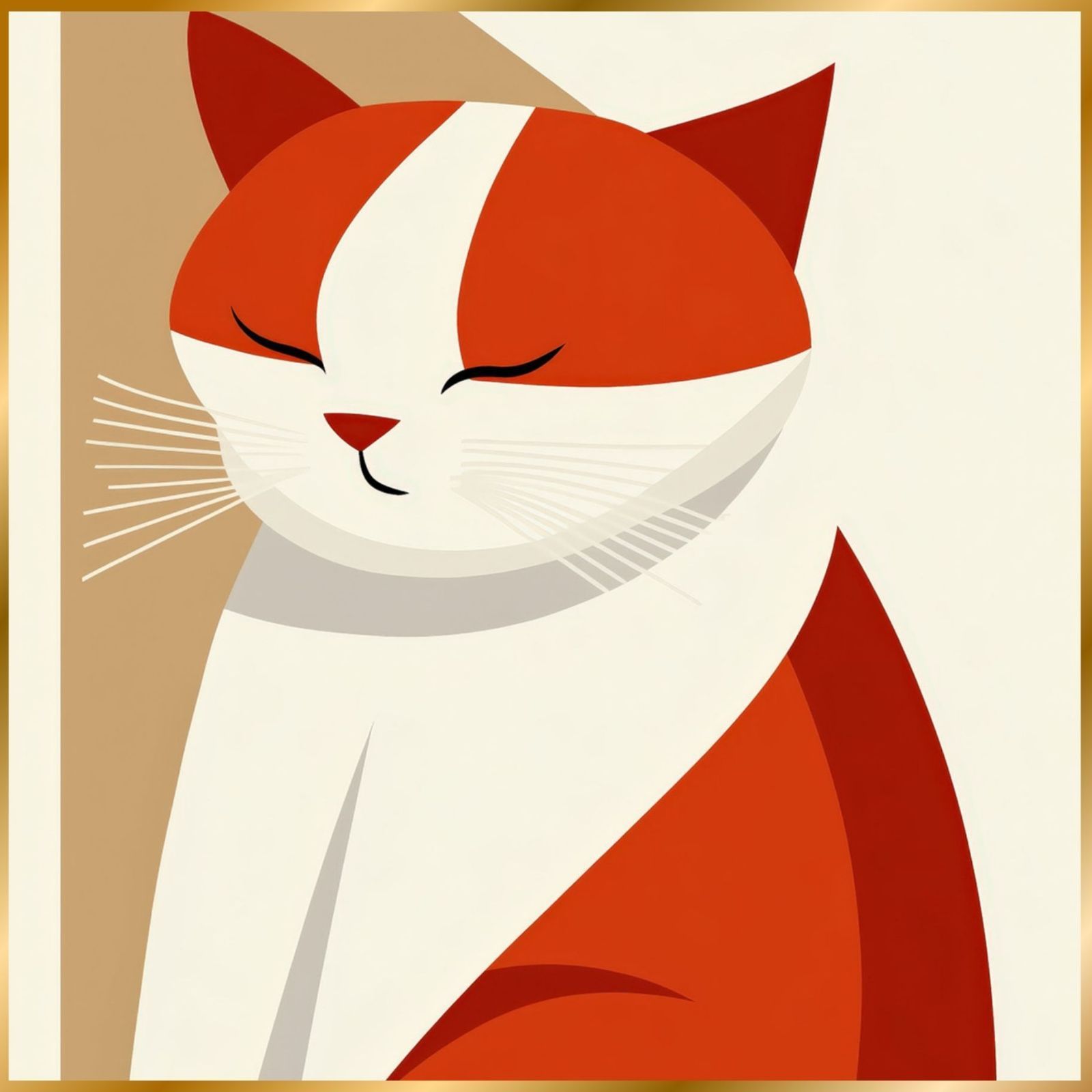 Red Passion - スコティッシュフォールド猫 No.1 ミニマリスト ミニマリズム シンプル インテリアアート ペットロス 記念日 アートポスター 猫の絵 猫のイラスト ギフト プレゼント