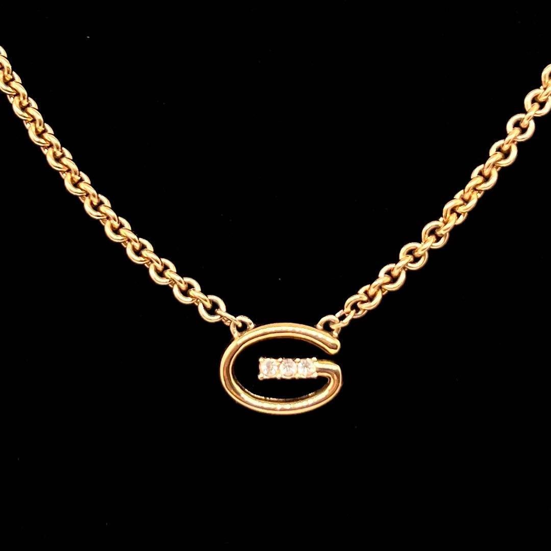 美品☆ GIVENCHY ジバンシー ネックレス Gロゴ 大ぶり ラインストーン 