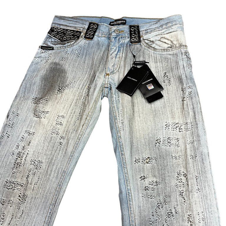 DOLCE&GABBANA 06SSレザーベルトループハトメダメージデニムパンツ