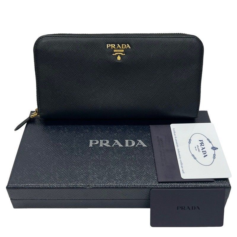 PRADA プラダ サフィアーノ 長財布 1ML506 ラウンドファスナー ブラック 付属品付有 【中古】 52411K286 - メルカリ