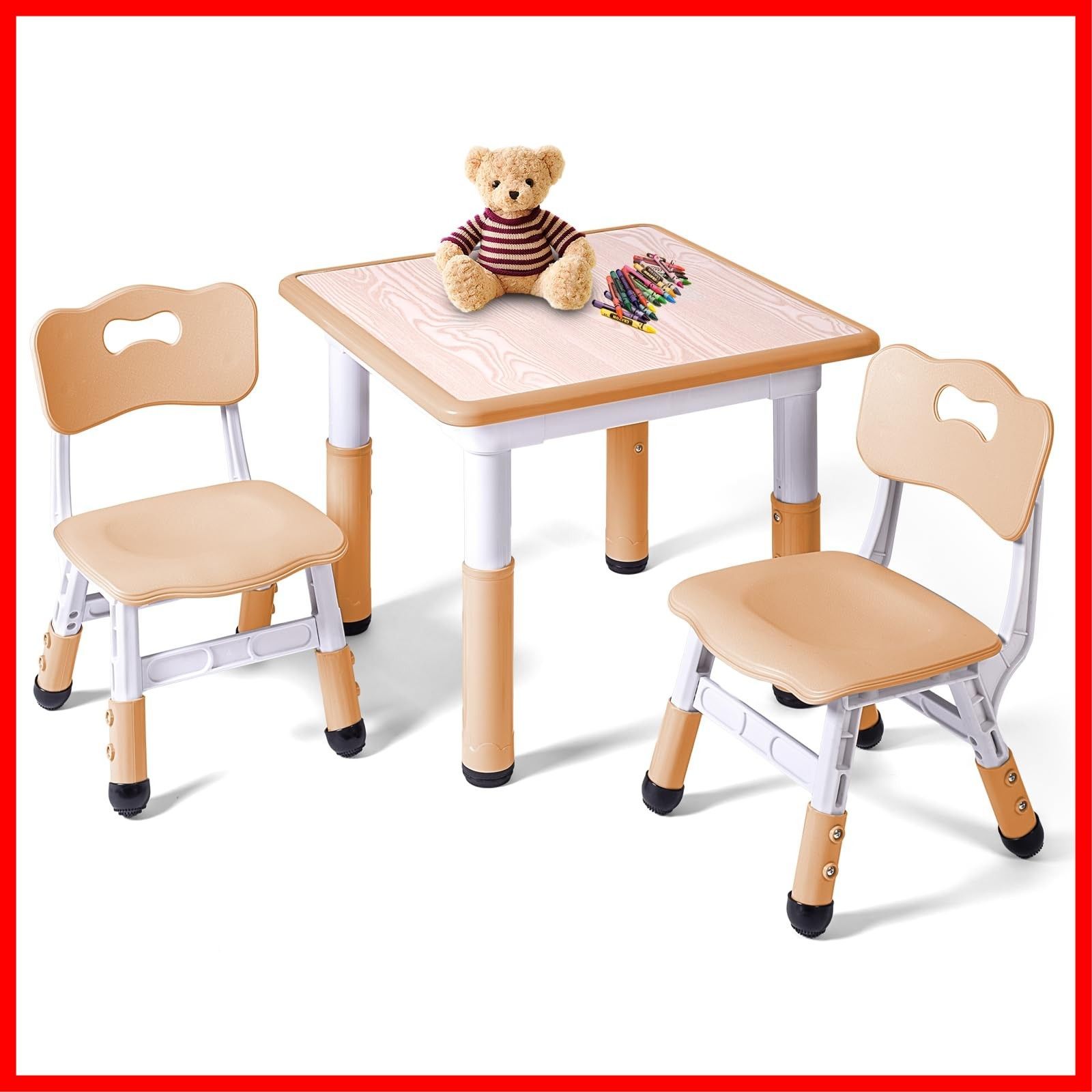 - 落書き用デスクトップ、簡単に拭ける/アート＆クラフト用 - - 子供用テーブル高さ調整可能な幼児用学習テーブルと椅子セット、3～8歳の子供向け キッズテーブルと椅子2脚セット 家庭/教室/デイケア用 LAYAONE