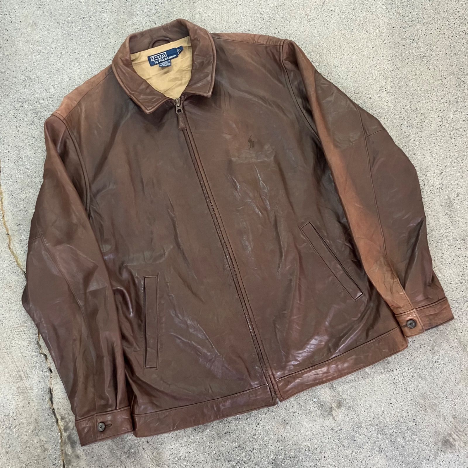 Polo by Ralph Lauren Around 90s Lamb Leather Drizzler Jacket Brown