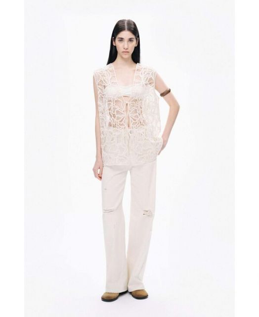 売れ筋商品|||ノクチューン カットソー トップス レディース Women's Floral Embroidery Vest Open white Mincib Women's Floral Embroidered Vest Boho Vintage Linen