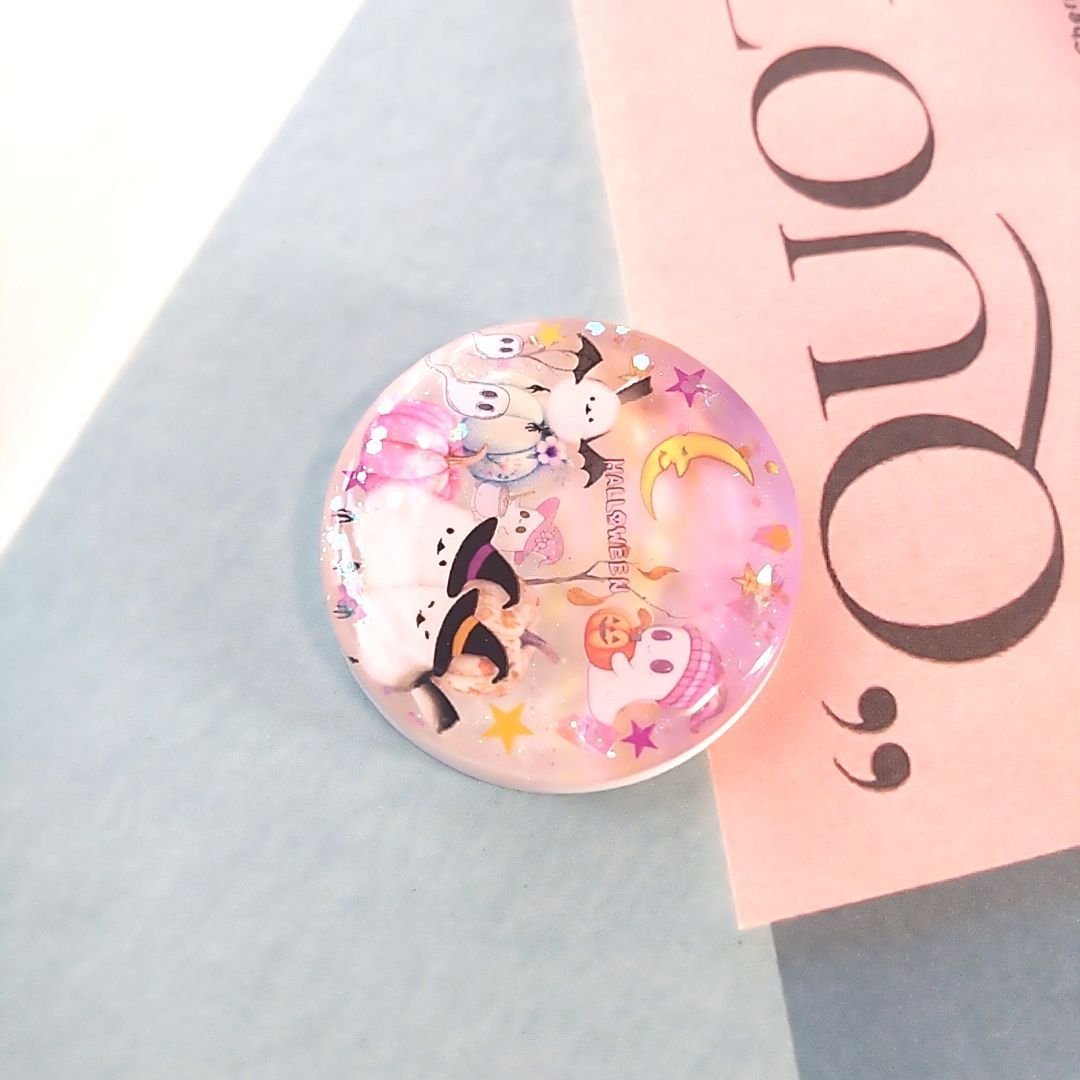 638】ハンドメイド レジン ヘアゴム ポニーフック 手描き レジン