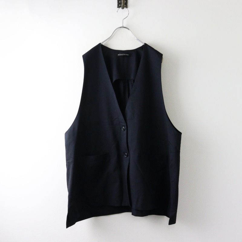 ミズイロインド mizuiro ind deep V neck wide vest ディープ Vネック ワイド ベスト |ネイビー 羽織り ジレ 2400014501308