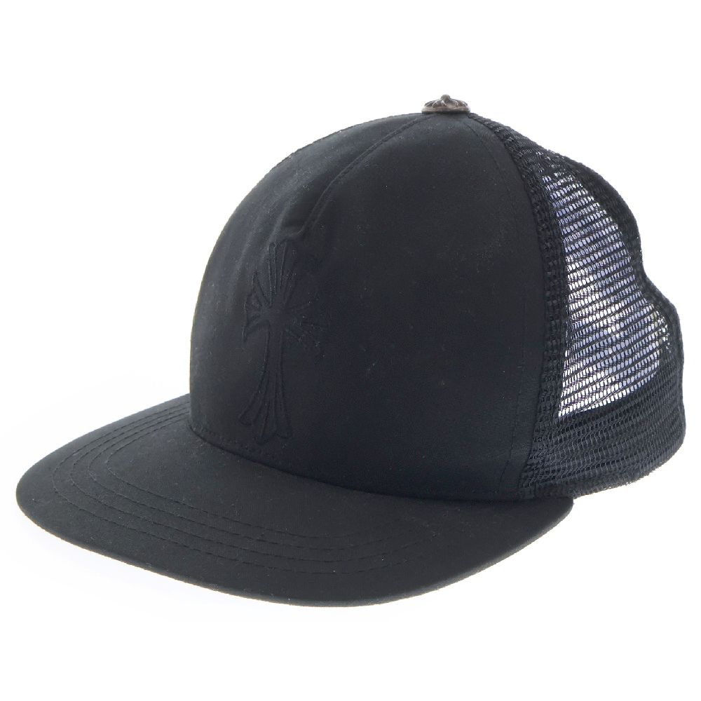 CHROME HEARTS (クロムハーツ) CH CROSS BASEBALL CAP CH 刺繍 ベースボール メッシュ コットンキャップ 帽子 ブラック