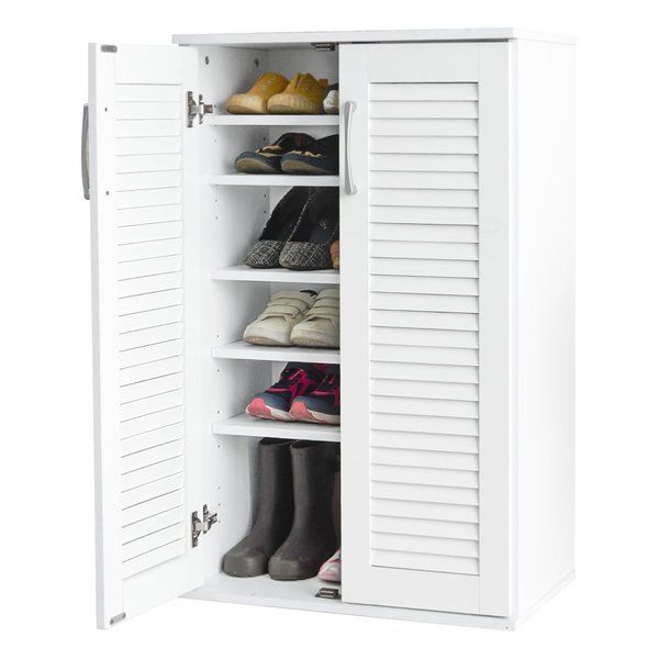 【新品】萩原  ハギハラ ルーバーシューズラック  約 幅60×奥行37×高さ95cm ホワイト RSR-1700WH (2578069)