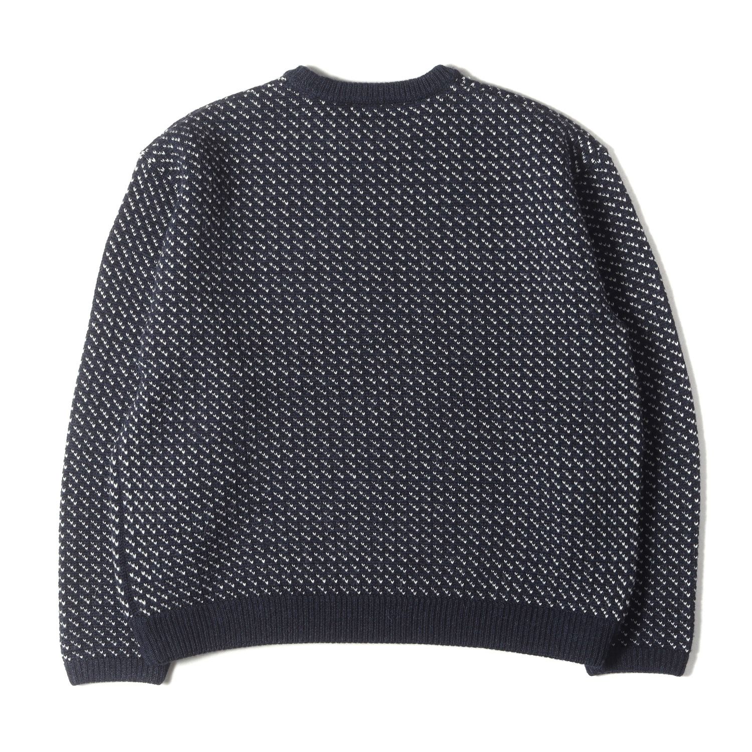 interim/ 60年代アルパカバーズアイへビークルーセーターニット インテリム INTERIM バーズアイ ニット セーター ネイビー/ホワイト