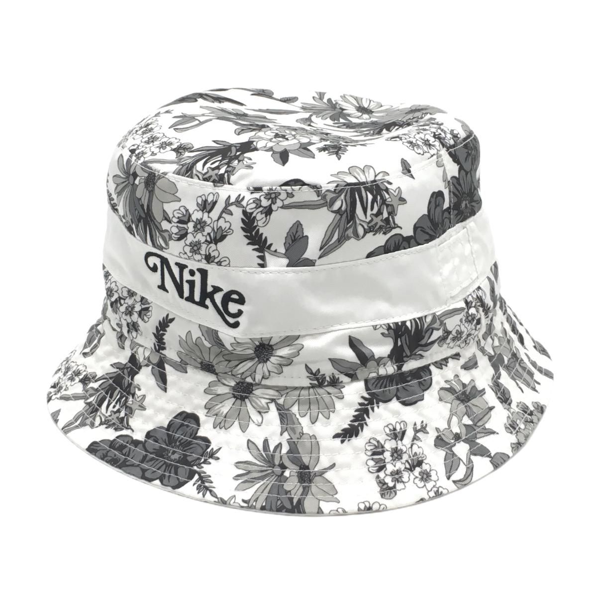 【美品】ナイキゴルフ リバーシブルハット 白×グレー 花柄×無地 ティー装着可 レディース  ゴルフウェア NIKE