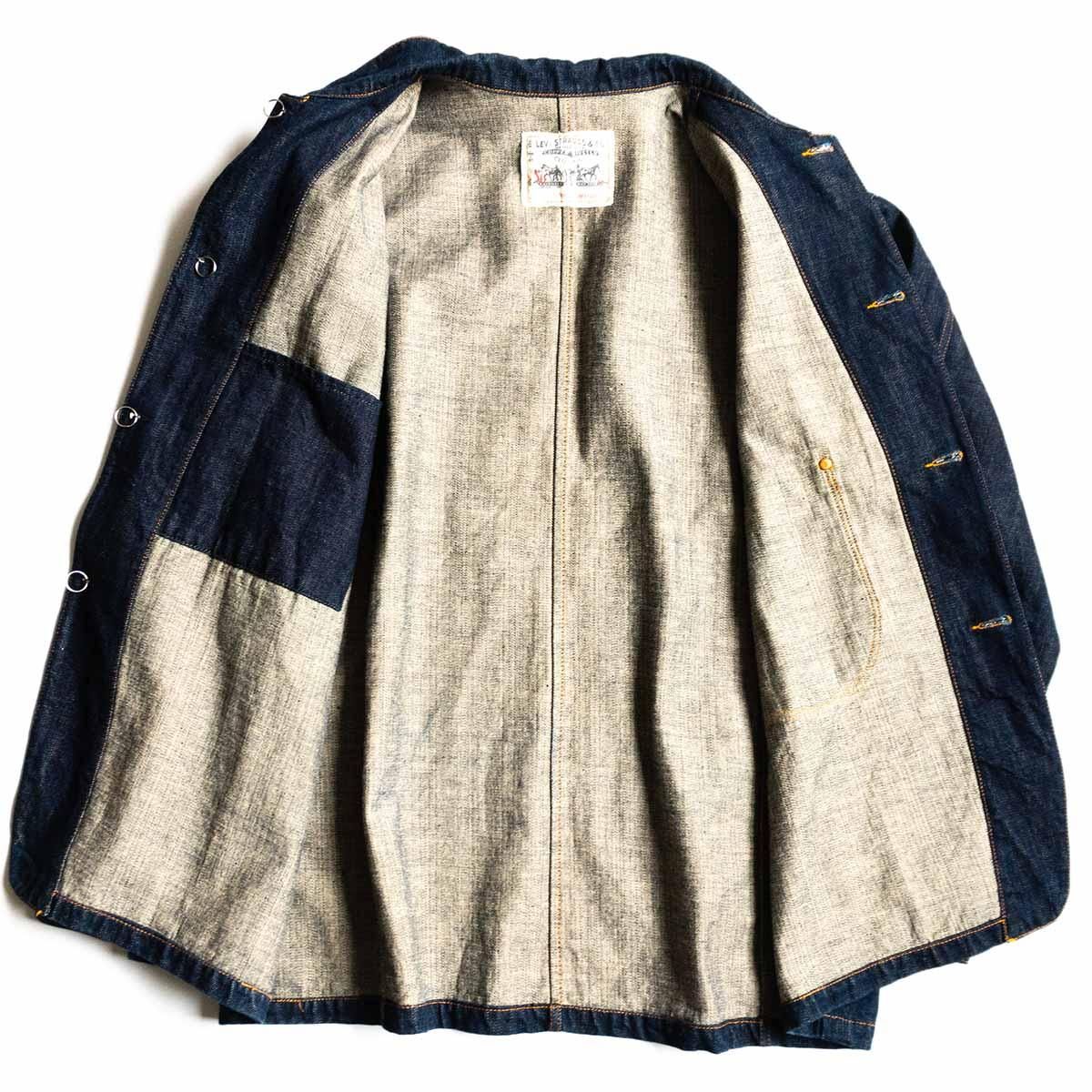 【美品】LEVI'S VINTAGE CLOTHING【イタリア製 214 デニムサックコート】44 インディゴ ジャケット リーバイス 2405470