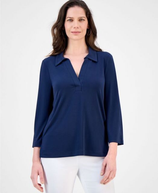 売れ筋商品|||ジェイエムコレクション カットソー トップス レディース Petite Abstract-Print Top, Exclusively at Macy's Pesto JM Collection Petite Clothing for Women - Macy's