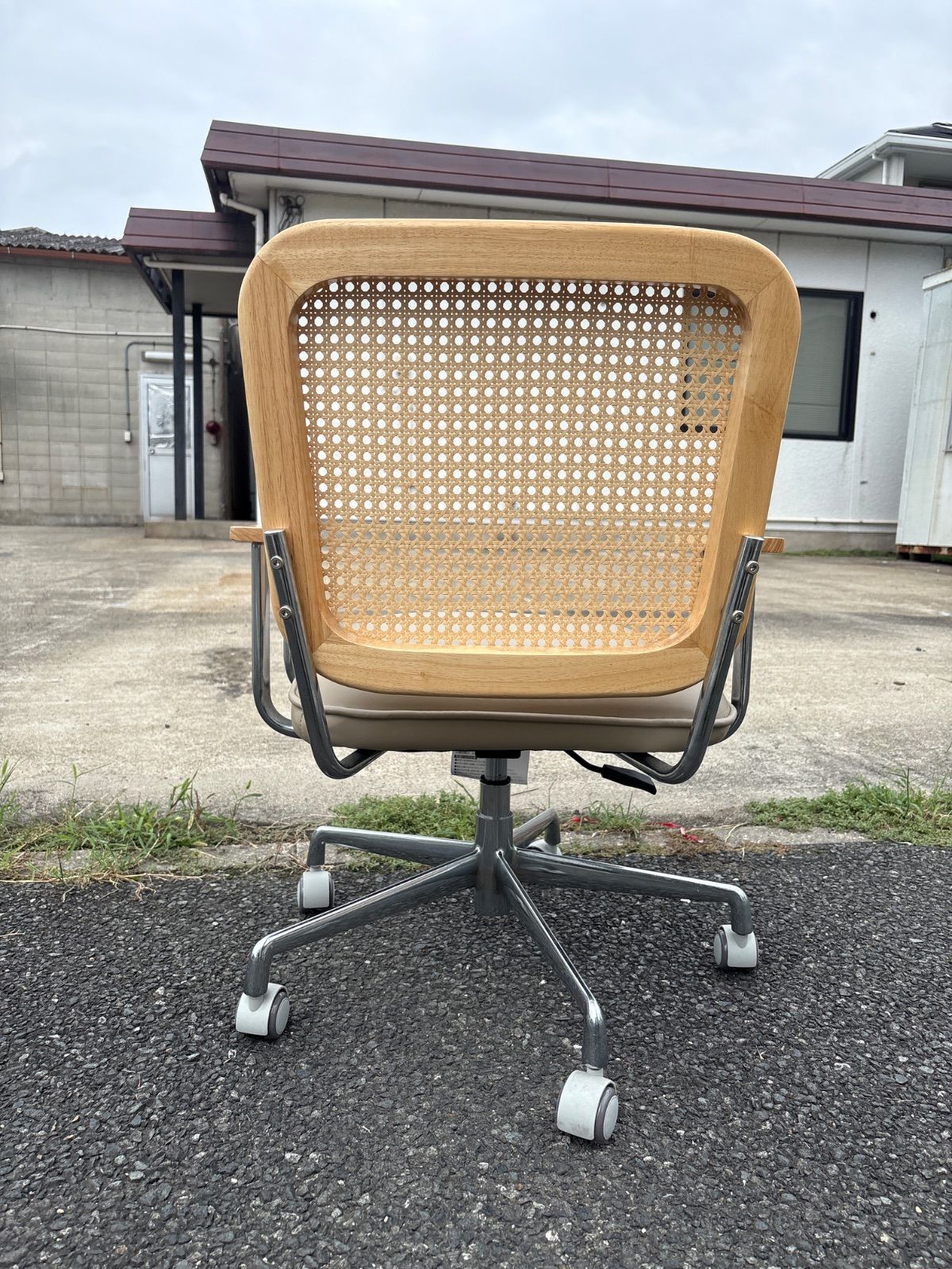 LOWYA ロウヤ ラタン調デスクチェア ワークチェア キャスター付き ベージュ