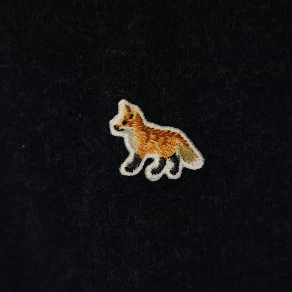 MAISON KITSUNE メゾンキツネ 14AW フロントロゴ刺繍 ウール  ニットセーター ネイビー レディース FW14-MK-004-PU MAISON KITSUNE (メゾンキツネ) 14AW フロントロゴ刺繍 ウール