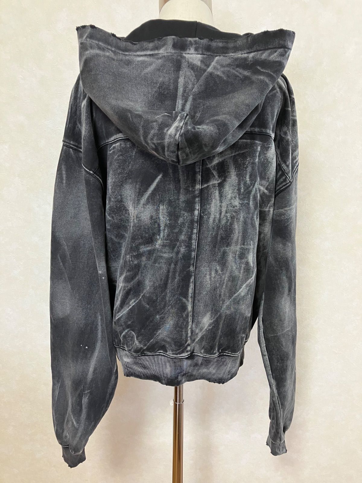 LAST NEST (ラスト ネスト) 24AW WASHED ZIP HOODIE ロゴ刺繍 ダメージ