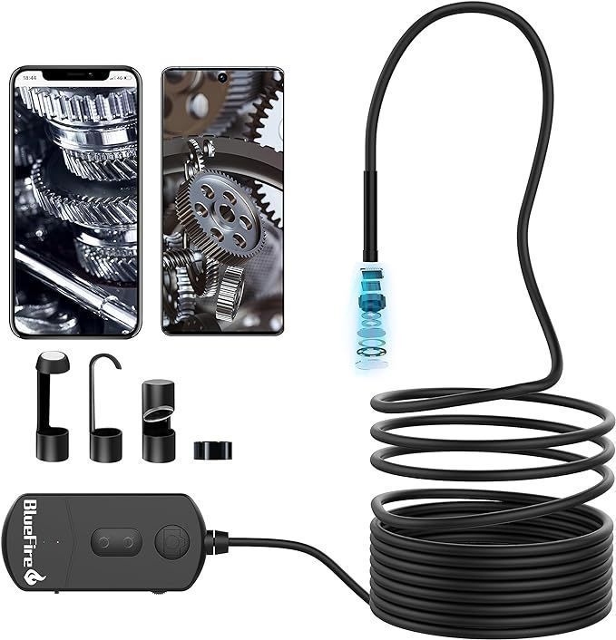A-61 BlueFire ファイバースコープ ワイヤレス内視鏡カメラ 最新5.5MM 細レンズ HD1080P 6個高輝度LEDライト IP68防水 録画 エンドスコープカメラ 検査カメラ 暗視機能 デジタル内視鏡