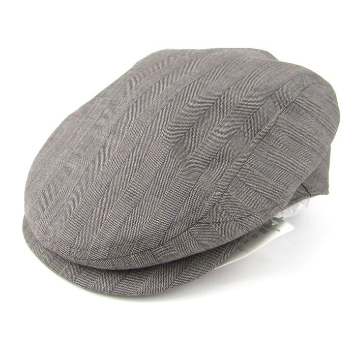 ボルサリーノ ハンチング ストライプ ウール 帽子 ブランド メンズ LLサイズ ブラウン Borsalino