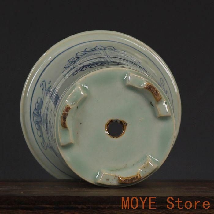 景徳鎮 青花如意紋植木鉢 盆栽鉢 植木鉢 多肉植物鉢 小品盆栽鉢 山野草