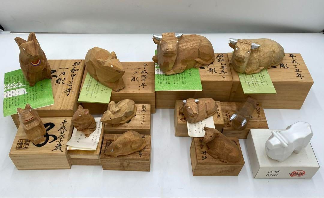 奈良一刀彫り 干支 78体 共箱
