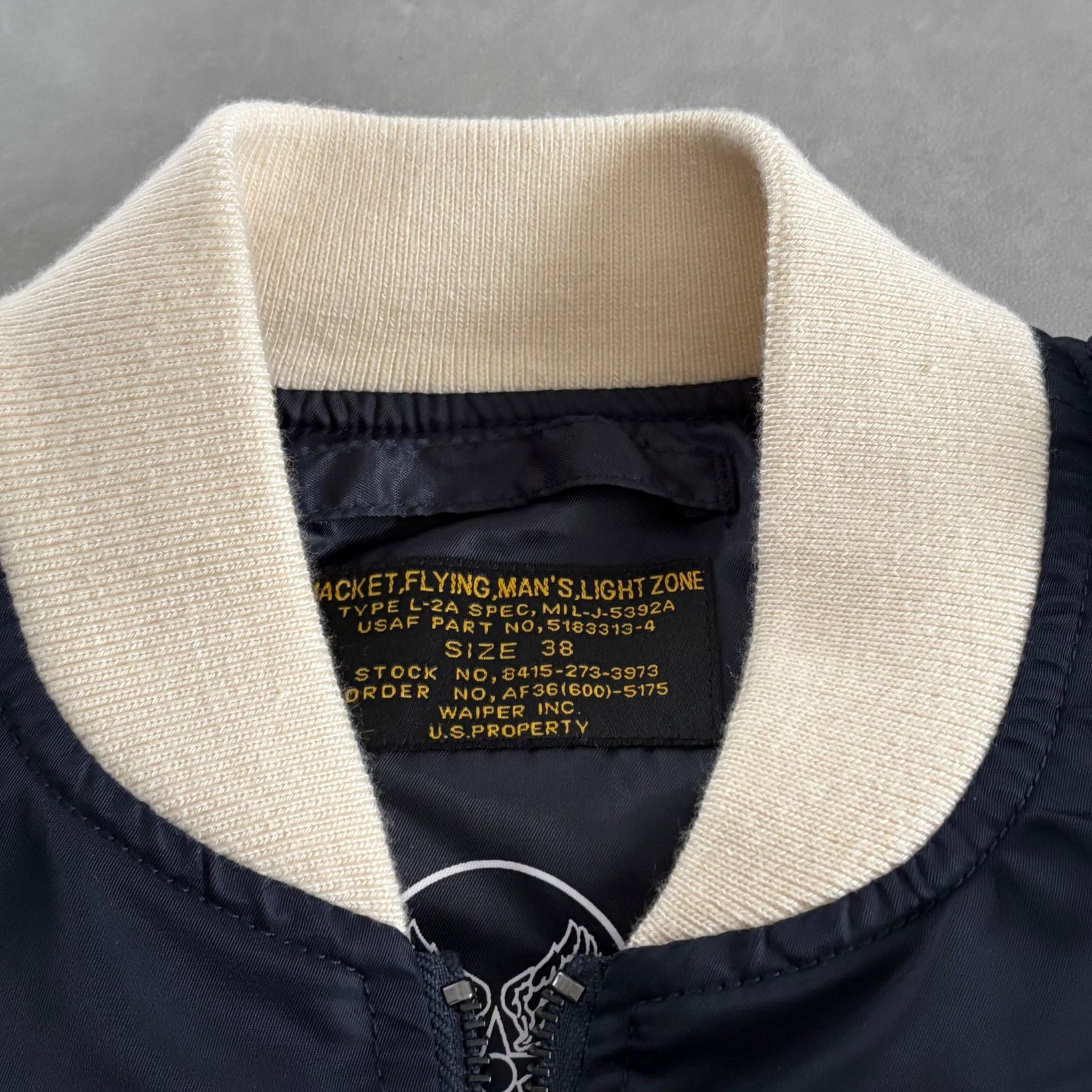 希少 AVIREX L-2A フライトジャケット ネイビー コマーシャルロゴ M 希少 AVIREX L-2A フライトジャケット ネイビー コマーシャル