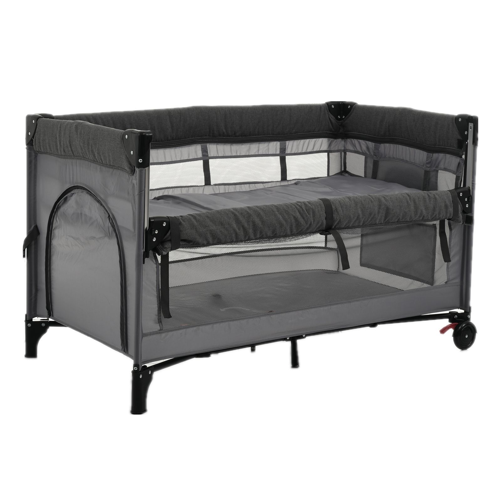 ベビーベッド ベビーサークル 折りたたみ 添い寝ベッド プレイヤード サイド高さ調整 マット付 収納バッグ付 マットレス付 キャスター付き 軽量 出産祝い