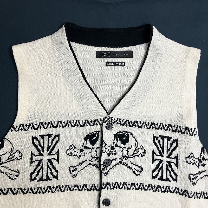 ◇ COLLARS カラーズ ベスト SKULL WORKS ジャガード ニット ベスト 