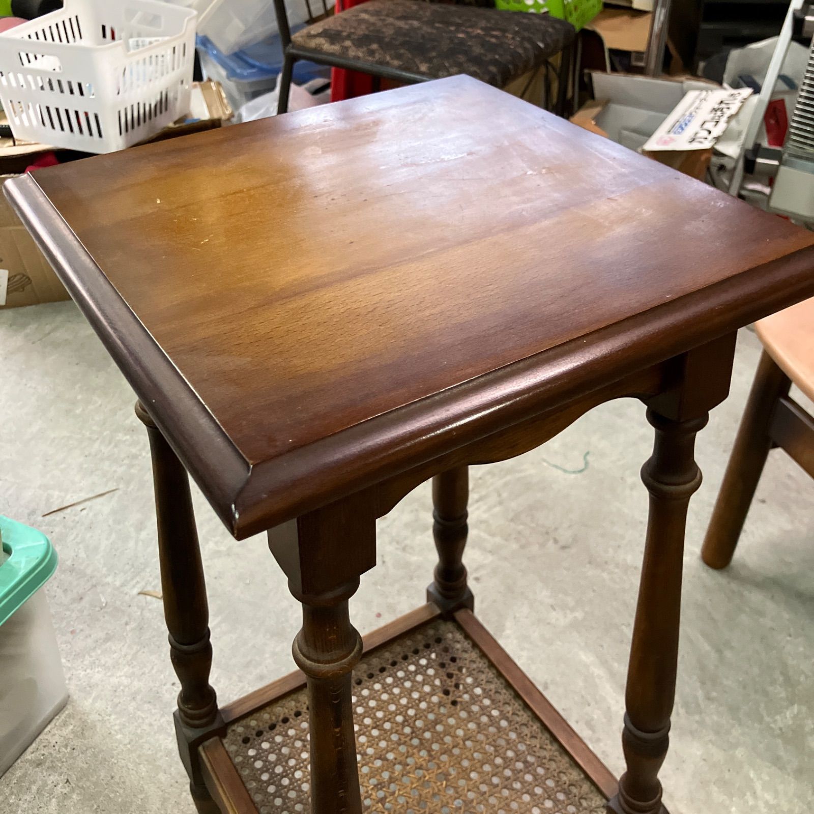 2025，安い カリモク コロニアル 花台 電話台 サイドテーブル オールド