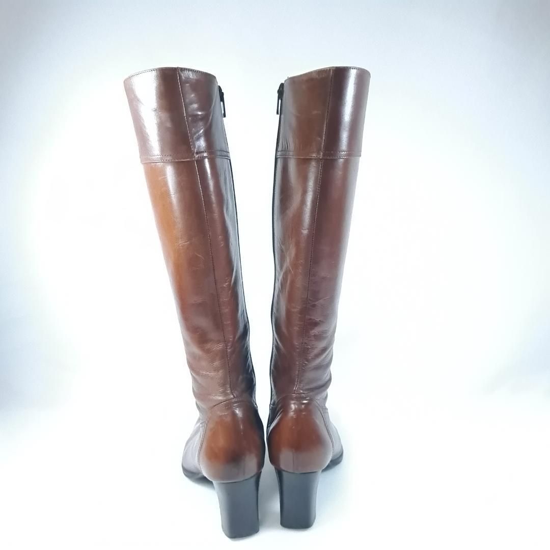 NATURALIZAR ロングブーツ サイドジップ ポインテッドトゥ 22.5