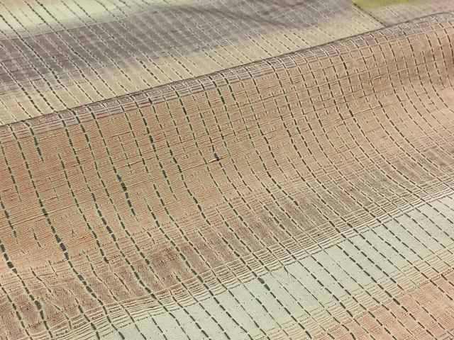 平和屋着物▽上質な紬 単衣 絞り 横段文 正絹 逸品 AABB6206jh