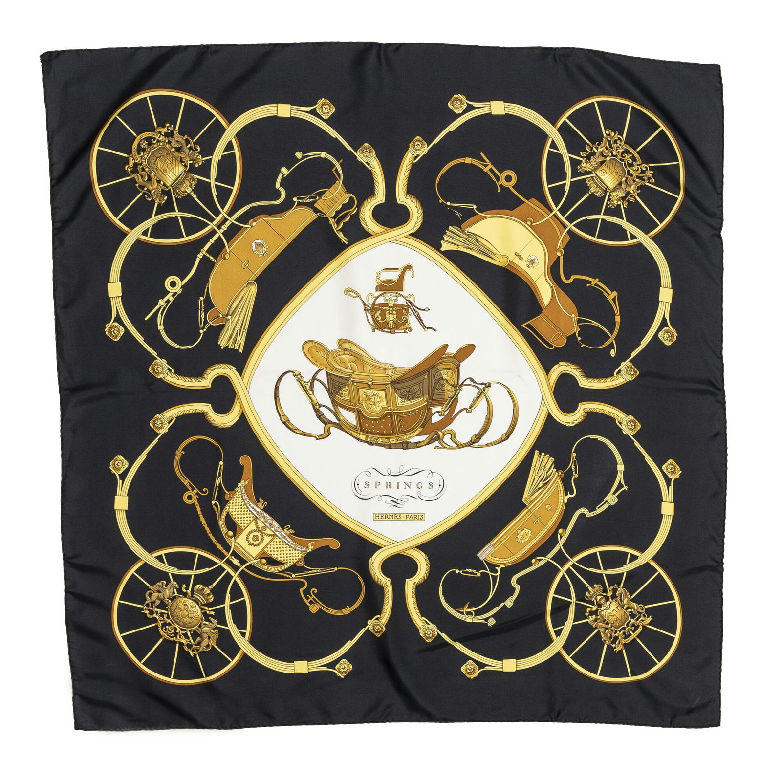 エルメススカーフブラック|ゴールド