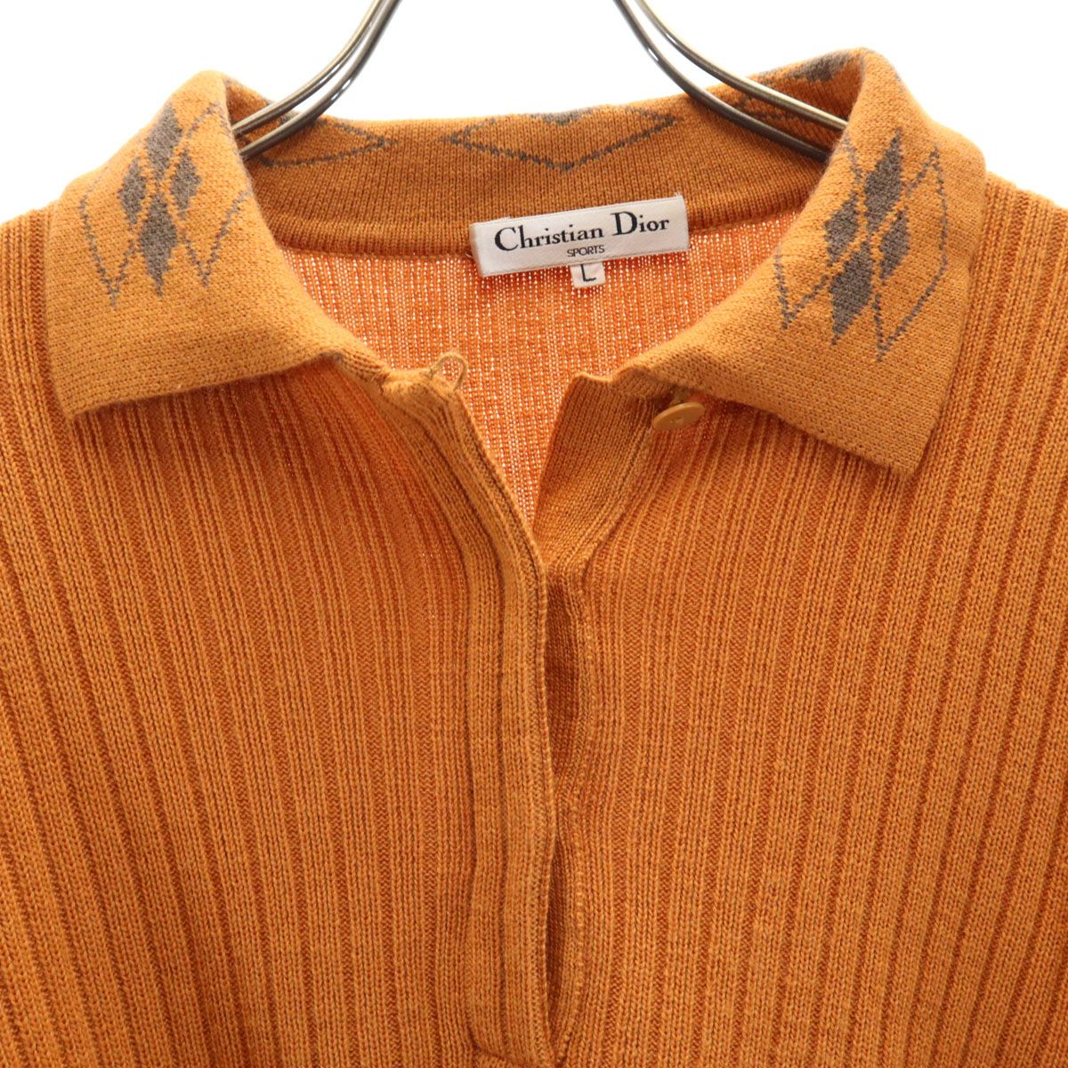 本日セール中！！90s Christian Dior ネイビー ポロセーター Vintage Christian Dior Sweater L Navy Blue Pullover V Neck