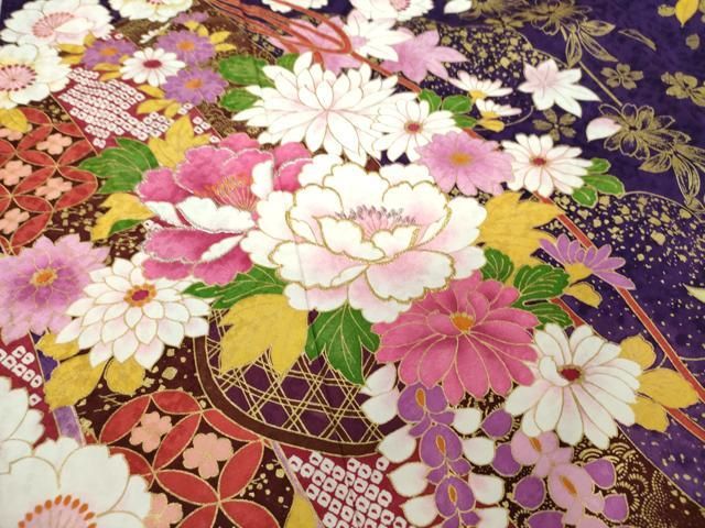 平和屋着物○豪華振袖 刺繍 枝垂れ桜 花籠文 暈し染め 金彩 正絹 逸品