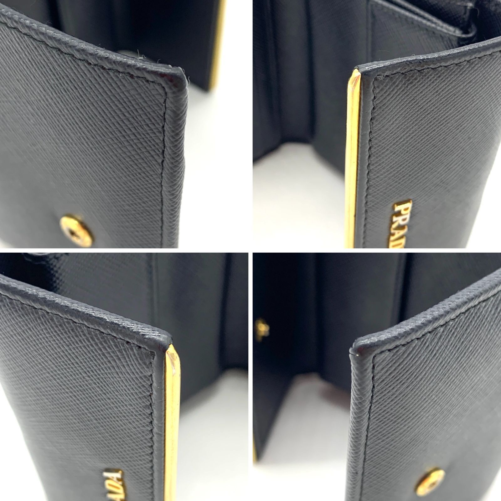 ▽PRADA/プラダ サフィアーノレザー 三つ折り財布 レディース ブラック