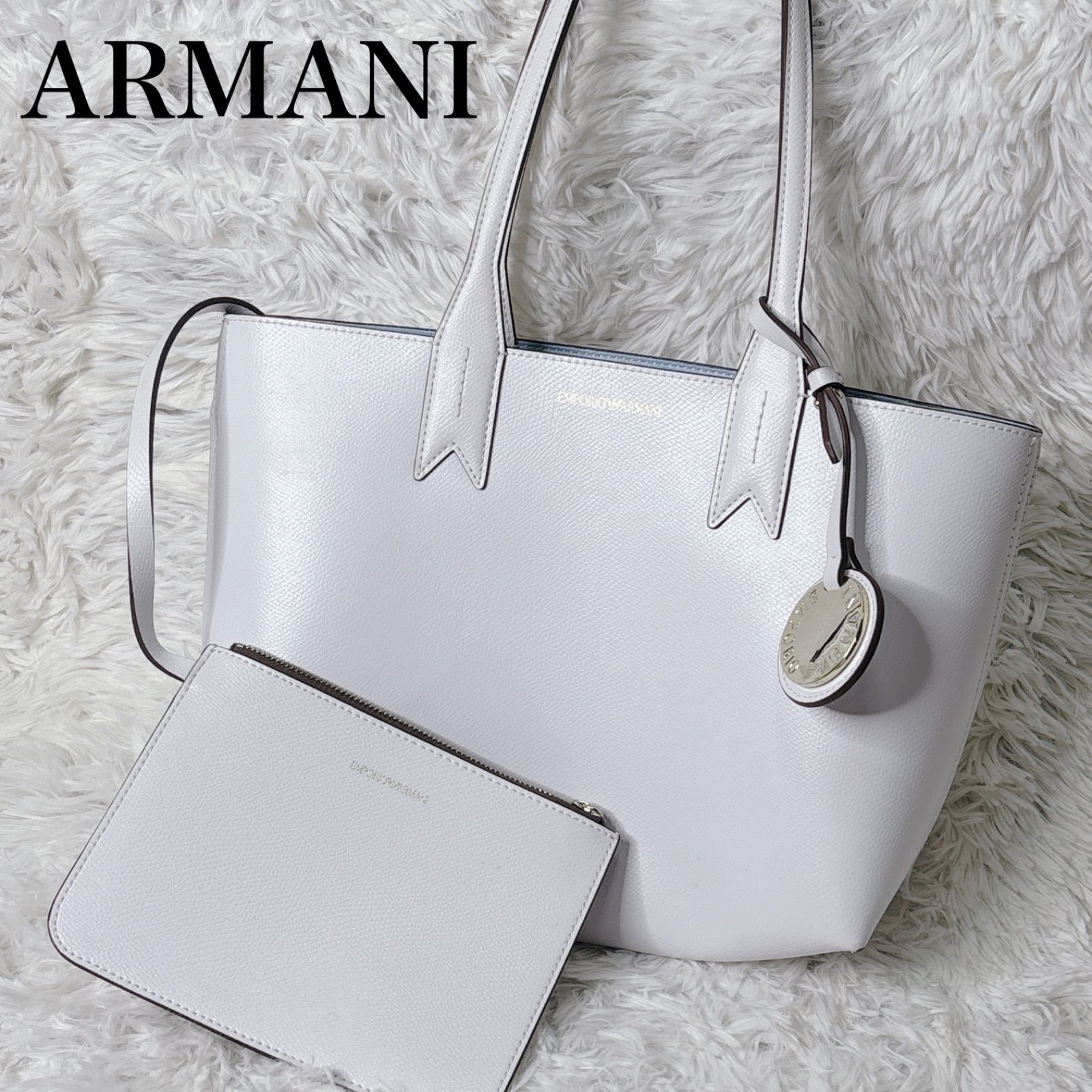 ARMANI エンポリオアルマーニ ホワイト トートバッグ ポーチ付き ワン 