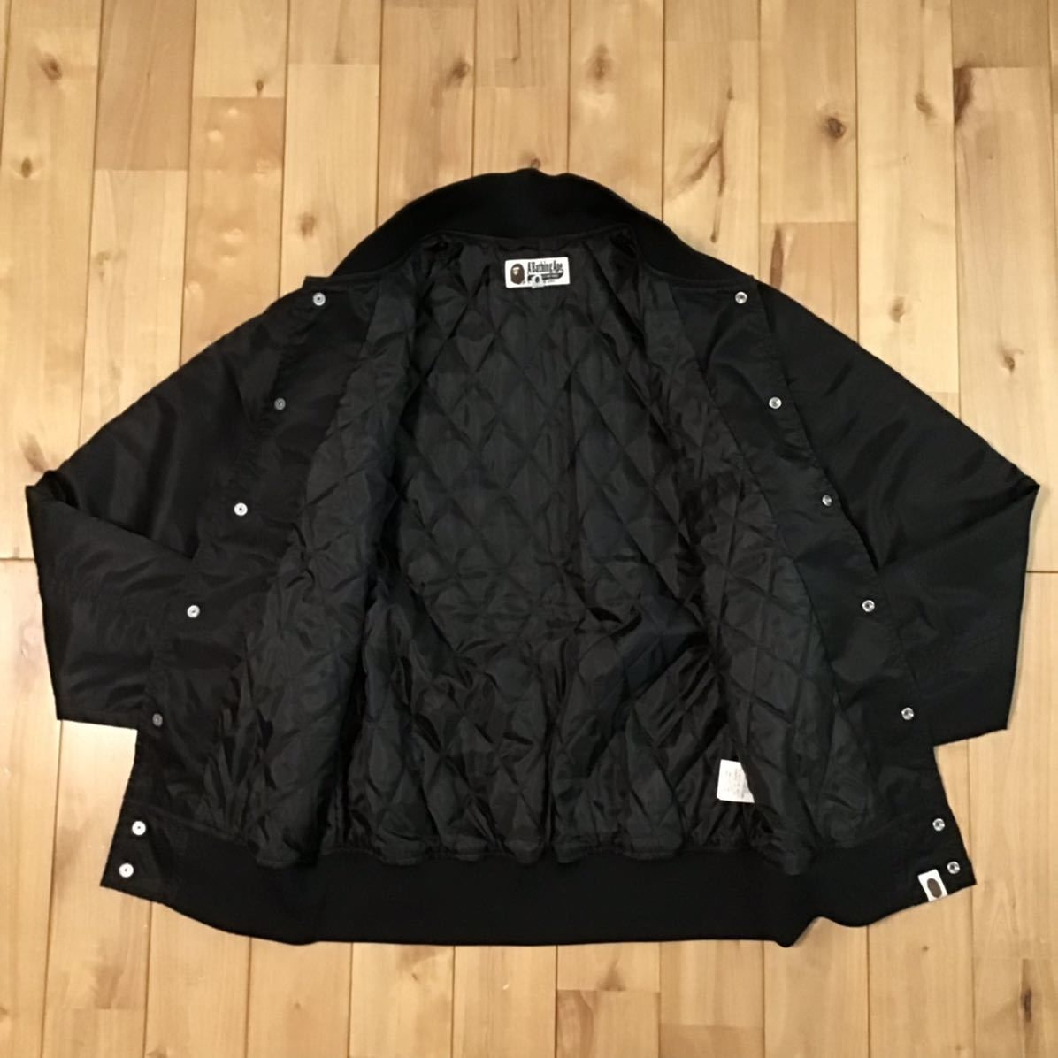 送料無料 百貨店 BAPE ナイロン varsity ape bathing a black Sサイズ スタジャン ジャケット・アウター