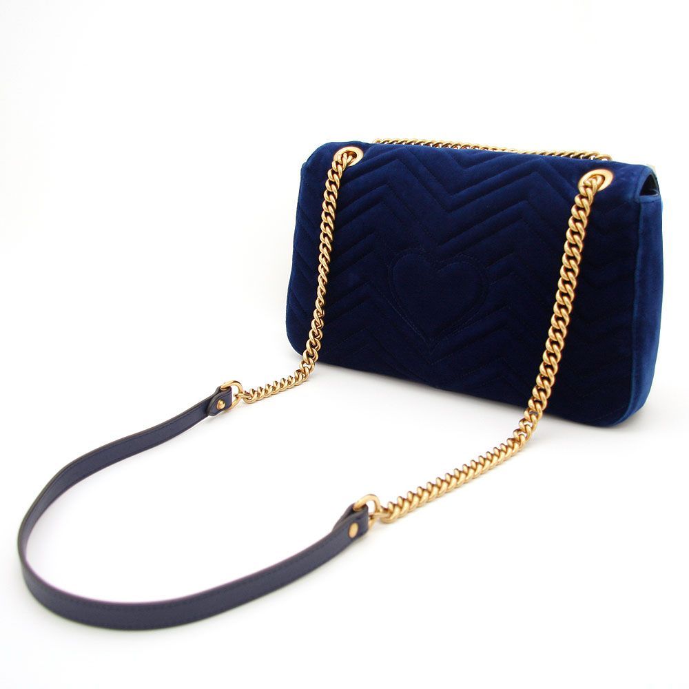 グッチ GGマーモント 刺繍 ショルダーバッグ ブラック レディース GUCCI