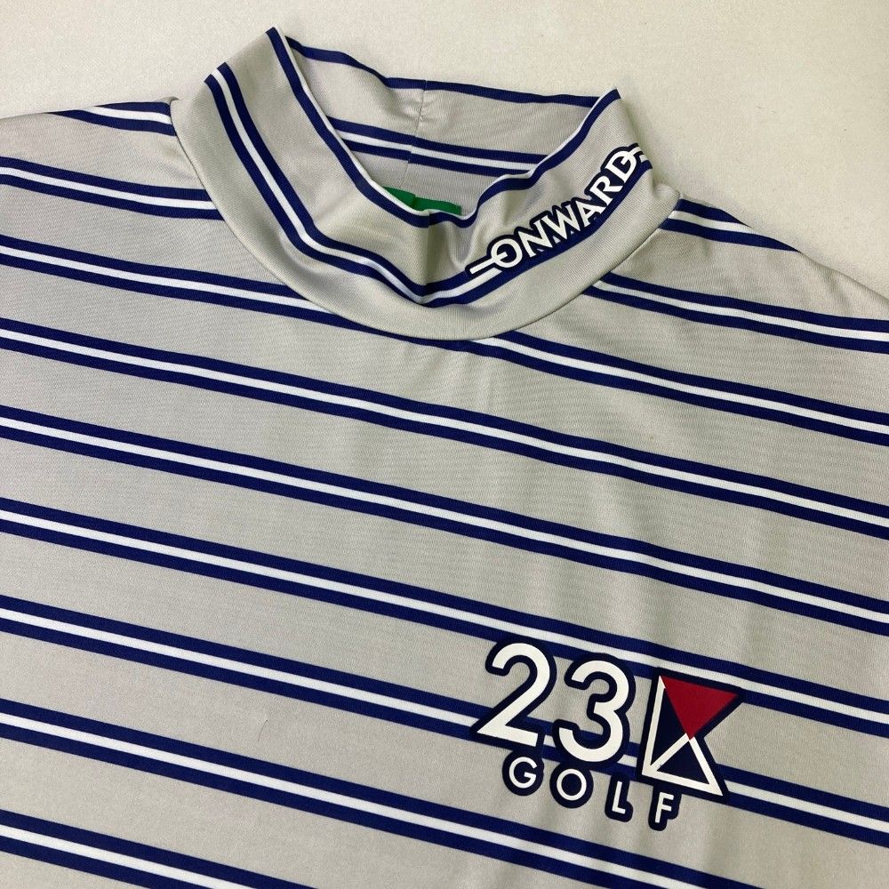 サイズ：L 23区GOLF ニジュウサンクゴルフ  モックネック 半袖Tシャツ ボーダー柄 グレー系 [240101455159] ゴルフウェア メンズ ストスト サイズ：L 23区GOLF ニジュウサンクゴルフ モックネック 半袖T
