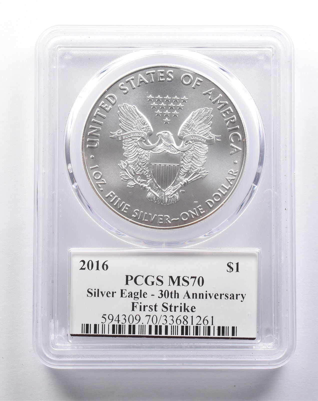 最高鑑定2016 アメリカ イーグル銀貨PCGS MS70 発行30周年記念