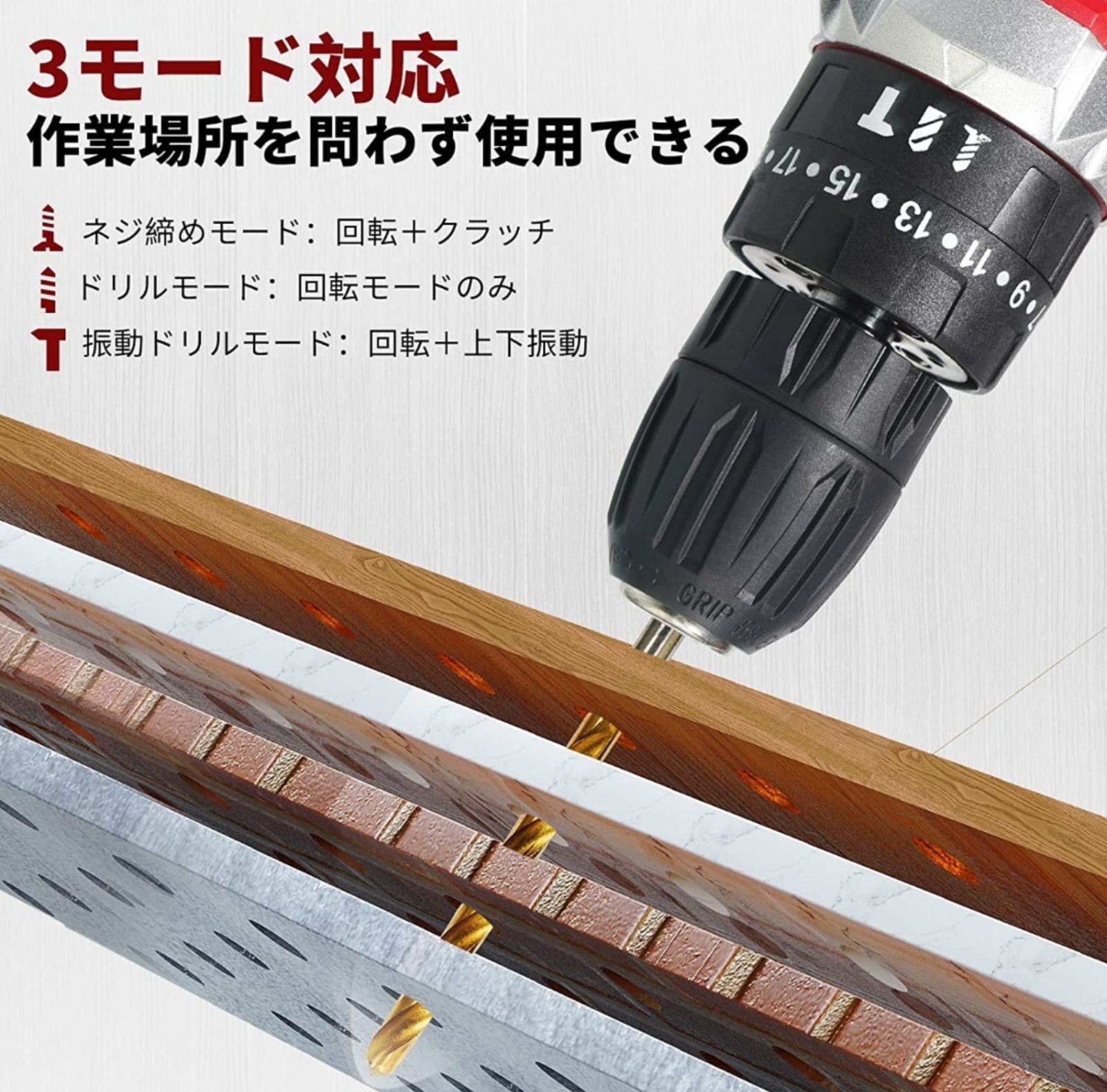 電動ドライバー小型穴あけ&amp;締め付け&amp;1台５役SALATI 21V 電動ドリル 電動ドライバー小型穴あけ&締め付け&1台5役SALATI 21V 電動