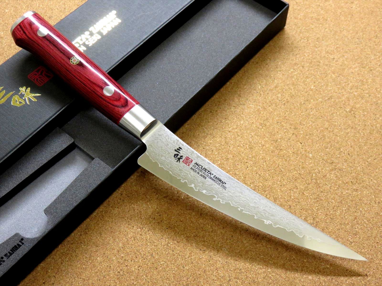 関の刃物 ボーニングナイフ 165mm 三昧 クラシック ダマスカス包丁 紅蓮