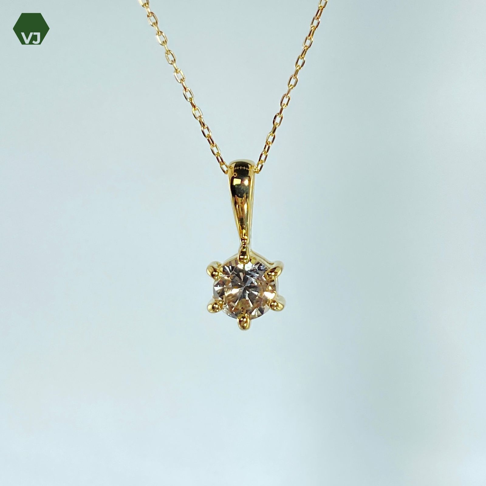 25‐09】一粒 ダイヤモンド ネックレス D0.43ct【中古】【K18YG】【40 