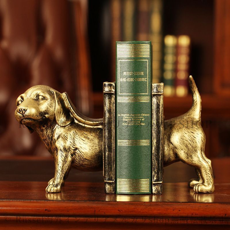ブックエンド 子犬 アンティーク調 ヨーロッパ風 おしゃれ