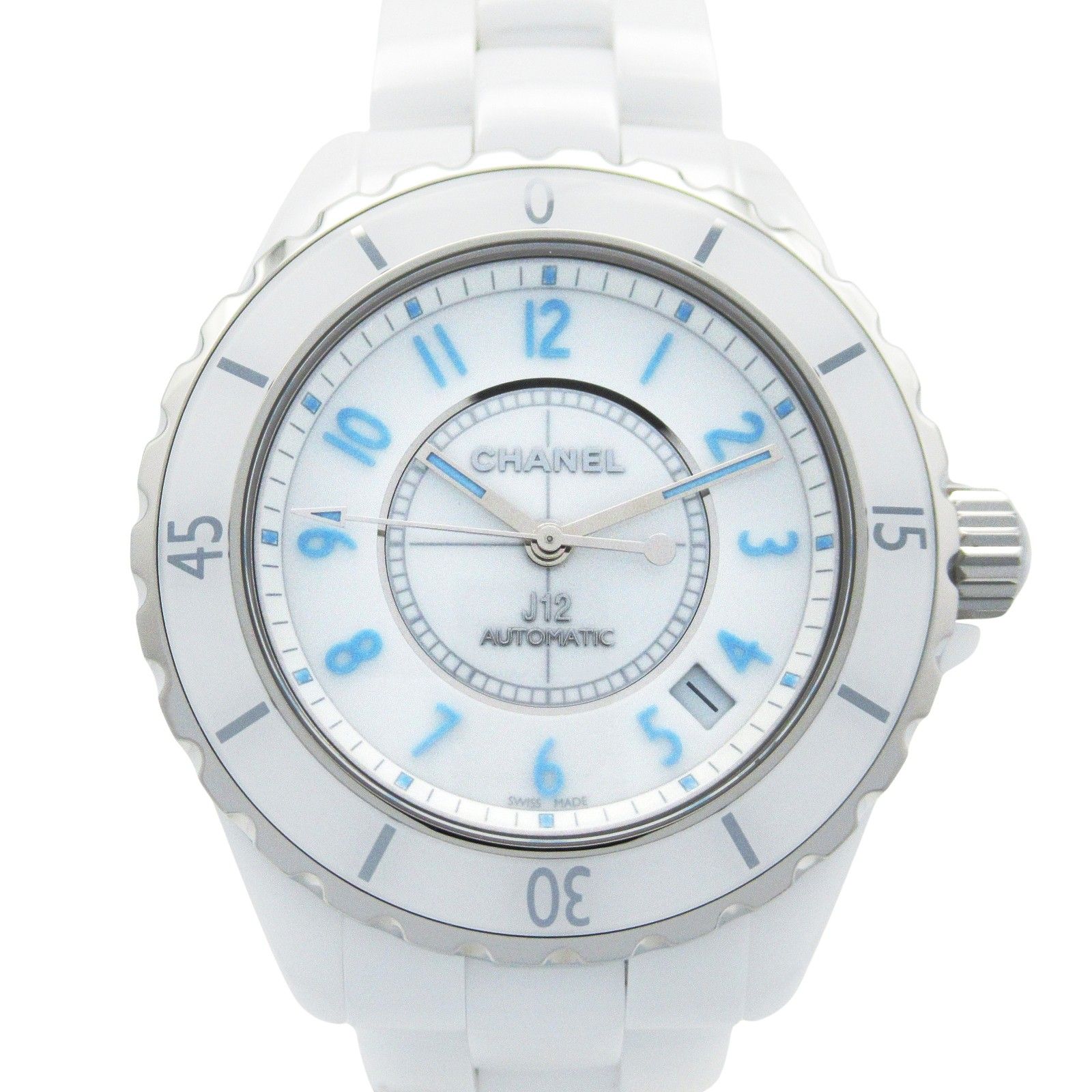 シャネル CHANEL 腕時計 J12 ブルーライト H3827 ホワイト セラミック J12 ブルーライト メンズ Used A