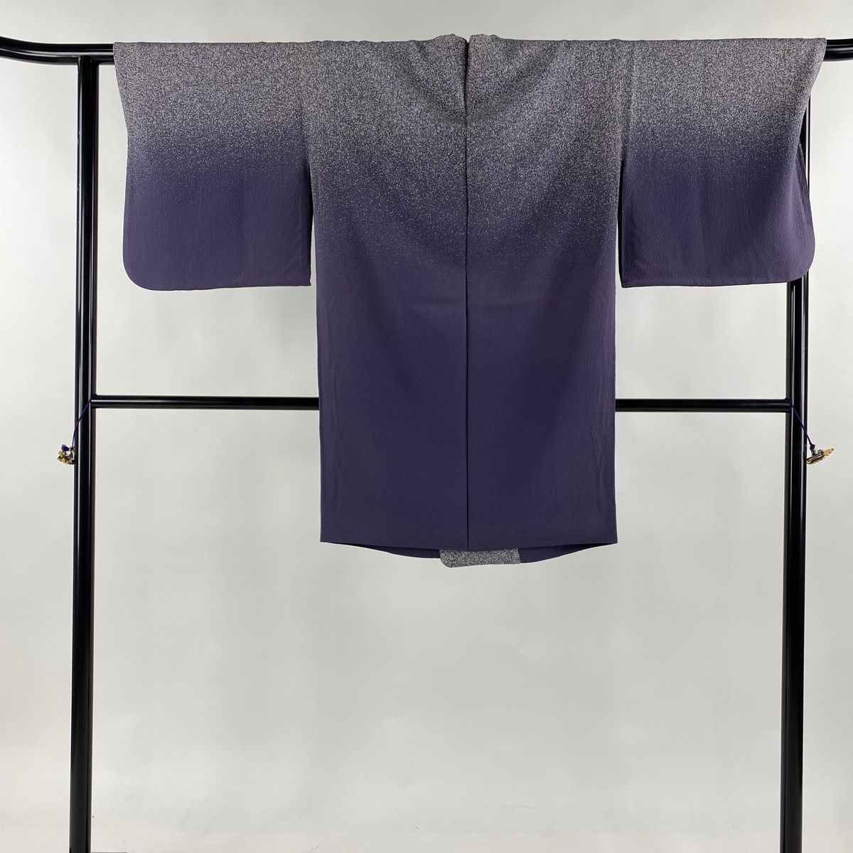 道行 身丈97cm 裄丈66.5cm M 三本賢 和装コート 幾何学 縮緬 紫 正絹