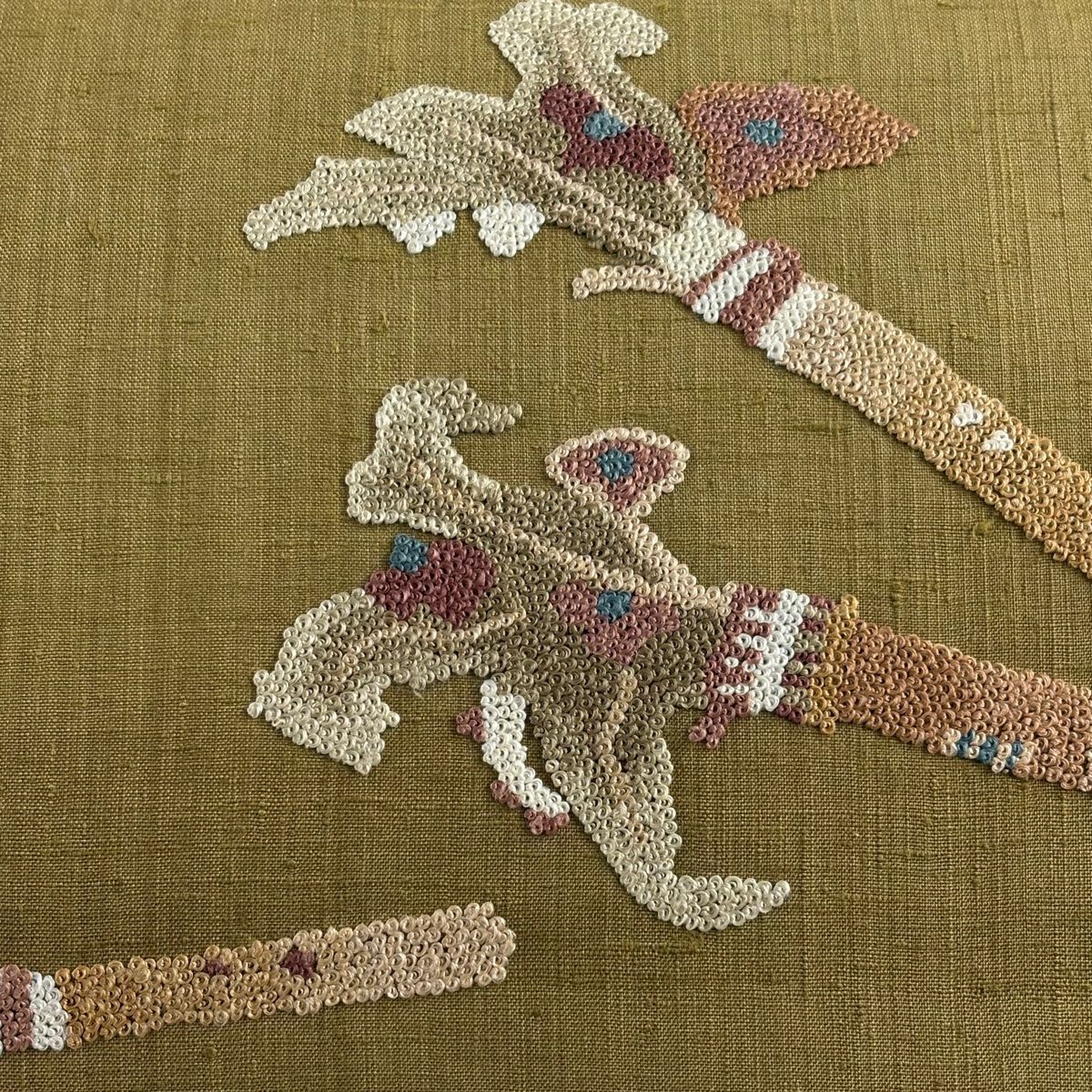 果物 名古屋帯 紬 くすみ色 相良刺繍 正絹 相良刺繍 紬地 九寸名古屋帯 未使用 美品 - メルカリ