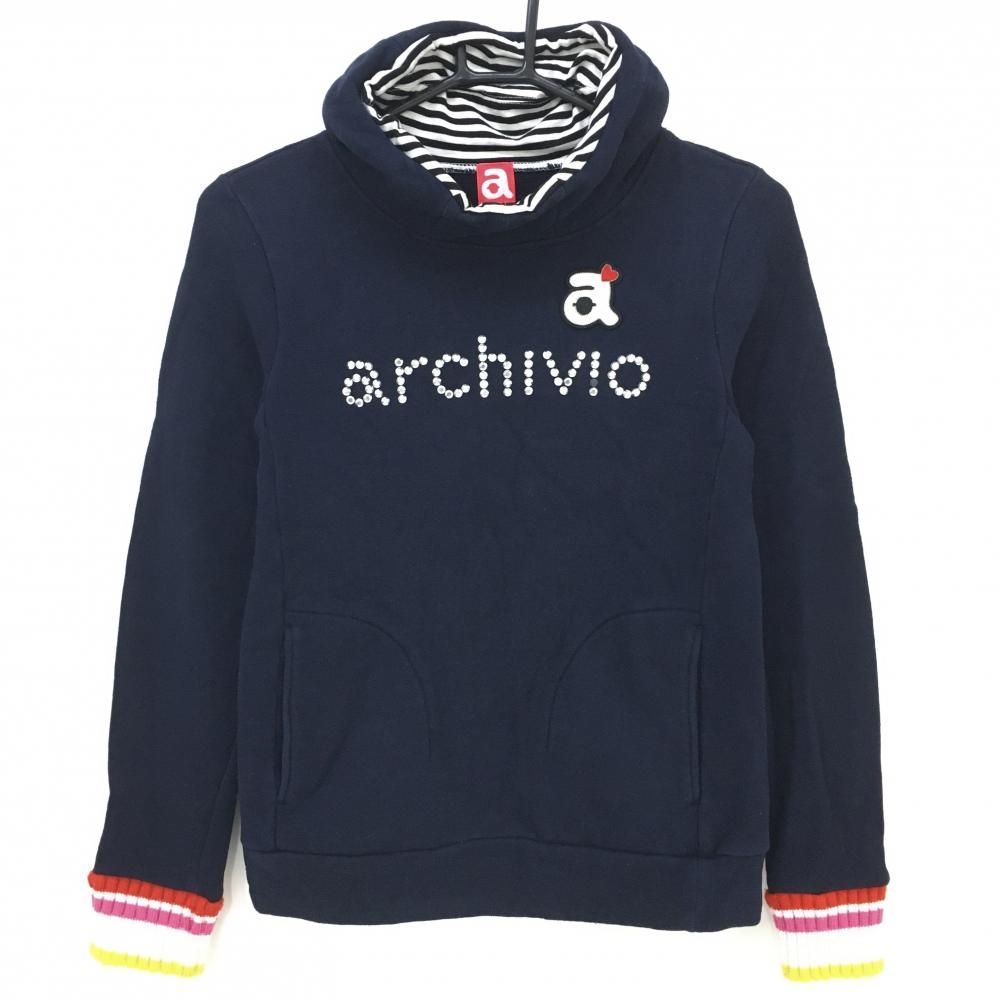 SALE価格アルチビオ トレーナー ネイビー 袖口ニット 星 レディース 38(M) ゴルフウェア archivio