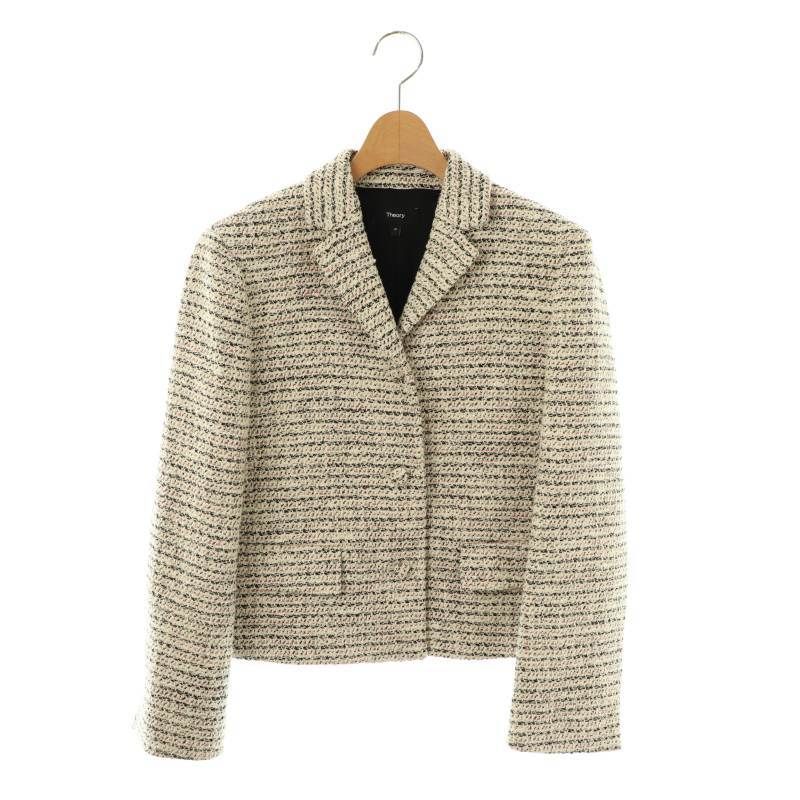 セオリー Theory 23AW PRESTON TWEED LS CROP JK テーラードジャケット ツイード 0 マルチ |DF OS