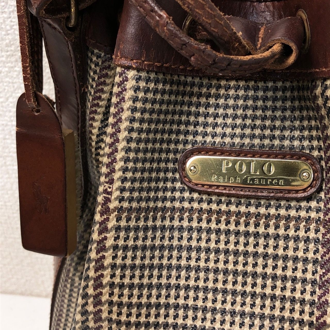 良品 2168 POLO RALPH LAUREN ボディバッグ 千鳥柄 巾着 ポロラルフローレン ショルダーバッグ 巾着 千鳥 格子 チェック
