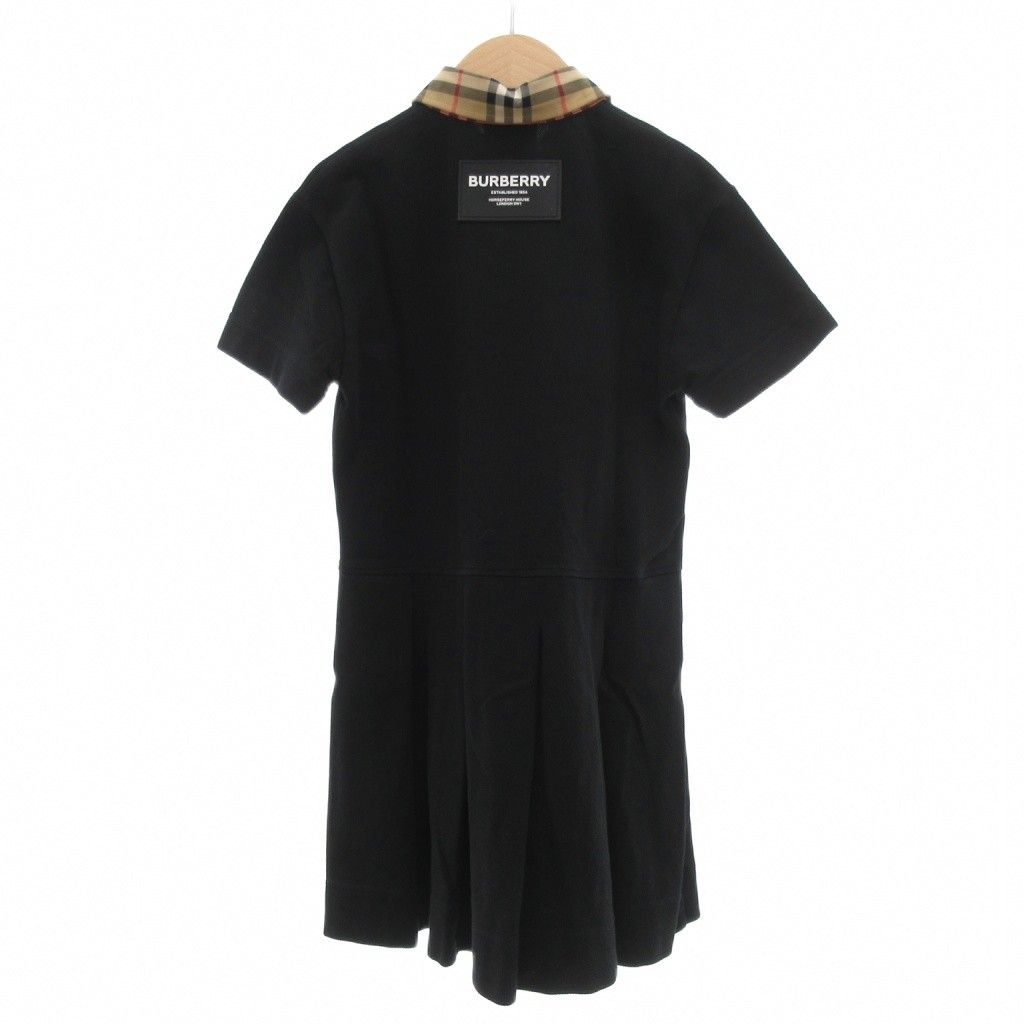 バーバリー BURBERRY ポロワンピース 半袖 ノバチェックトリム 6Y 116cm 黒 ブラック 8053563 |UO