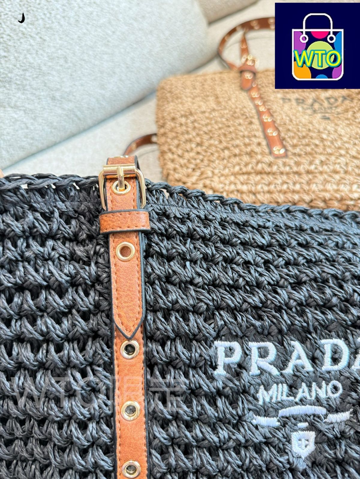 今日特価】Prada Straw Tote Bag - ストローショッピングバッグ