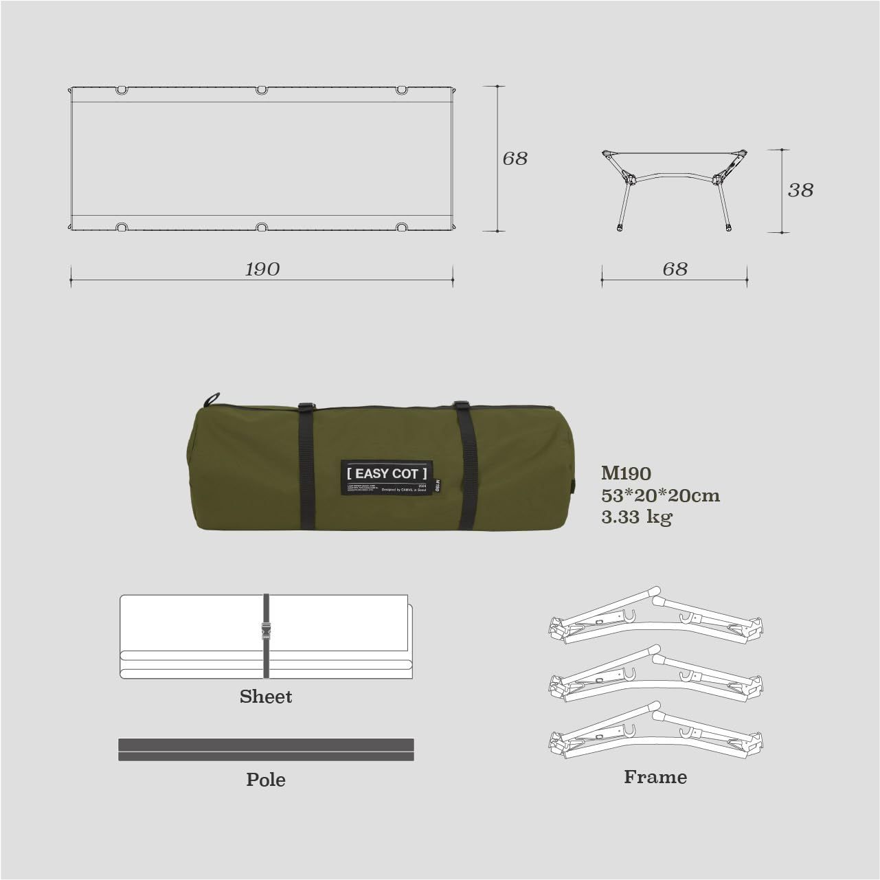 camvil 新作コット　Lサイズ Amazon.co.jp: CAMVIL EASYCOT 2WAY アジャスタブル コット 高